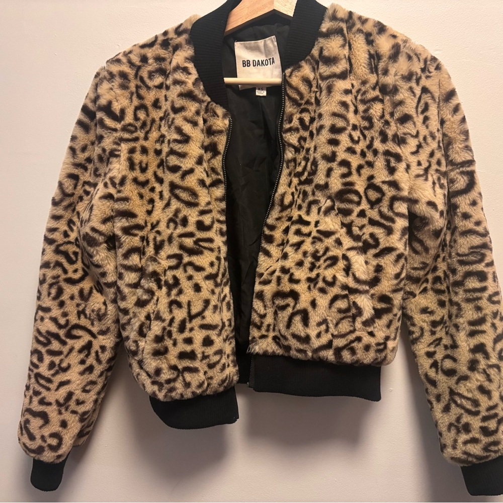 BB Dakota Animal Print Faux Fur Jacket
